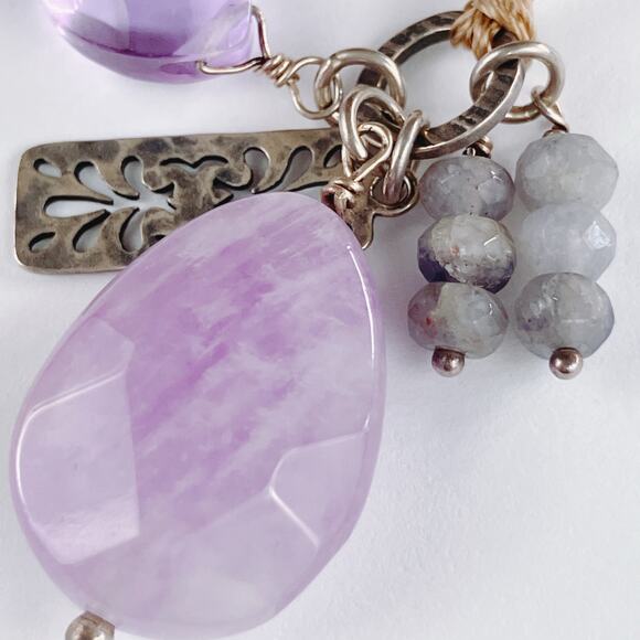 Signed Silpada Sweet Trinket N2330 Sterling Amethyst Iolite Cord Necklace - Picture 7 of 11